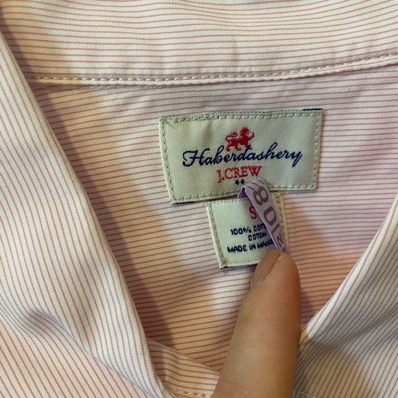 J. Crew pink and white striped button down shirt - Picture 3 of 4